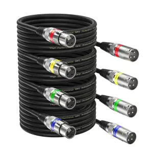 XLR Kabel 5m 4 Pack, Mikrofon XLR Symmetrisch Audio Verlängerungskabel, 3-polige