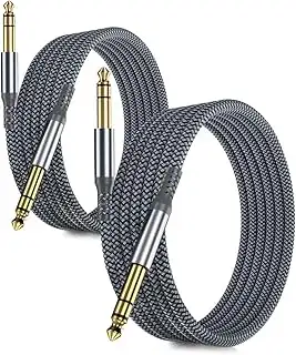 RUXELY 6,35mm TRS Gitarrenkabel 3M 2Stück,1/4" Stecker Stereo Instrumentenkabel,