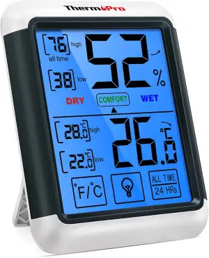 ThermoPro TP55 digitales Thermo-Hygrometer Innen Thermometer Temperatur und Luftfeuchtigkeitmessgerät mit Raumklima-Indikator für Raumklimakontrolle Raumluftüerwachtung