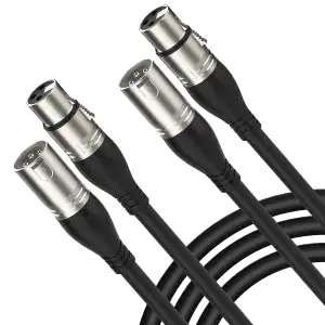 XLR Kabel 1m 2Pack Mikrofonkabel, 3-Pin XLR Stecker auf Buchse Mikrofonkabel für