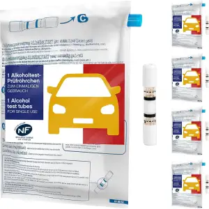 ACE Einmal-Alkoholtester mit NF-Zertifikat - 5x Einweg-Promilletester für Frankr