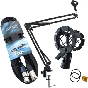 keepdrum NB35 Mikrofonstativ Tisch-Mikrofonarm Schwenkarm + PCMH1 Spinne + 6m XL