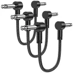 MOSWAG Patchkabel Gitarre Pedal, 6.35mm Gitarren Patchkabel Rechtwinklig, 15CM Instrument Patch Kabel mit Textilmantel für Gitarre/Bass Effektpedale (3er Pack)