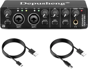 Depusheng RX2 USB Audio Interface Computer Aufnahme Soundkarte Audio Mixer Audio