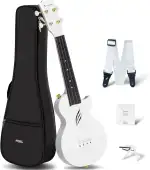 Enya Ukulele Sopran 21 Zoll Set - NOVA U Mini Weiße Ukulele Akustik für Anfänger Erwachsene Kinder ab 3-15 Jahre Starter Kit mit Koffer Gurt Kapodaster und Saiten für Heim Schule Reise