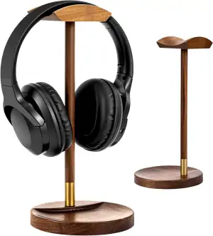 Headphone Stand für Schreibtisch, massiver Holz Gaming-Headset-Ständer, Holz-Hea