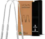 HOKIN Zungenschaber für Erwachsene Zungenreiniger Edelstahl Mundgeruch Bekämpfen 100% Metall Tongue Scraper Cleaner Männer und Frauen Zungenbürste Mundhygiene Produkt (2Pcs Mundpflege Pack)