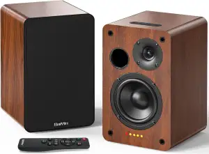 Saiyin Bluetooth Bookshelf, 40W X 2 Powered TV-Lautsprecher mit 4-Zoll-Tieftöner