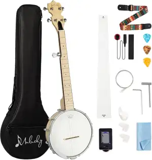 Mulucky 5-String Banjo Mini.28 Zoll Reise Banjo Ahorn, geschlossene Solid Back A