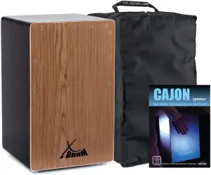 XDrum Cajon El Bajo Bass Port Black/Walnut Set - Cajon mit Bass POrt, Edelholz-F