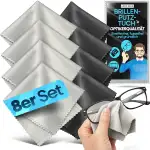 Loco Bird Brillenputztücher 8er Set 17x15cm - Brillenputztuch Microfaser in Optikerqualität - Mikrofasertücher für Brille & Display, Brillen Zubehör, Brillentücher in Grau