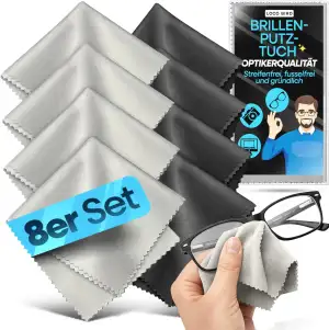 Loco Bird Brillenputztücher 8er Set 17x15cm - Brillenputztuch Microfaser in Opti