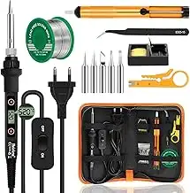 Lötkolben Set 80W LCD Einstellbar Temperatur 180-520°C Lötkolben mit Ein/Aus Sch