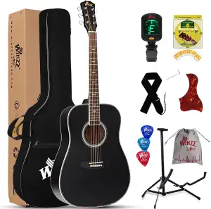 Winzz Schwarz Akustikgitarren 4/4, Anfänger Gitarren 41 Zoll mit Gitarrentkoffer