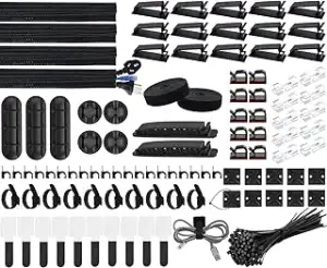 SOULWIT Kabelmanagement Kit, 4 Kabelschläuche, 7 Silikon Kabelhalter, 20+2 Kabel