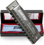 East top Mundharmonika C, Diatonische Mundharmonika Blau 10 Holes Professionelles Diatonic Blues Harmonica Für professionelle Spieler, Anfänger, Studenten, Erwachsene als Geschenk