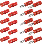 10x Bananenstecker Buchse Set | 4mm | Stecker und Buchse | mit Schraubverschluss | für Lautsprecherkabel AV-Receiver Verstärker | Bananas Banana Lautsprecher Boxen Audio HiFi Kabel | Rot | 10 Stück