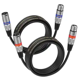 EBXYA Mikrofonkabel 2er-Pack 3m XLR männlich auf weiblich balanced mit blauen & 
