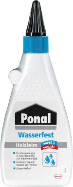 Ponal Holzleim Wasserfest, Montagekleber mit hoher Verleimungsfestigkeit für Feuchträume, wasserf...