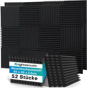 Knightsacoustic 52 Stück Akustikschaumstoff Akustikschaumplatten, 2.5 x 30 x 30C
