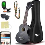 Everjoys Sopran Ukulele Set für Anfänger 21 Zoll Ukulele Starter Kit mit Kostenlose Online-Kurse, Tasche, Tuner, Saiten, Pick, Kleine Hawaii Gitarre Natur