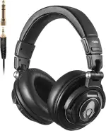 talomen TI660X Kopfhörer Over Ear,Kabelgebundene Stereo Musik Kopfhörer mit 50 mm Lautsprecher,HiFi Kopfhörer mit 3.5mm Klinke,6.35mm Adapter,austauschbaren Ohrpolster für Studio/DJ/Handy/PC/Laptop