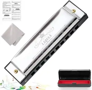 Diatonique Blues Mundharmonika in C-Form, 10 Löcher, inklusive Schutzzubehör für