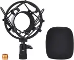 Universelle Mikrofonspinne Mikrofonhalter Zubehör Schockmontage aus Metall - Robuste, komplett aus Metall Shock Mount Mikrofon mit Windschutz für Kondensatormikrofone (47-53 mm) - Schwarz