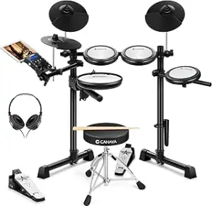 CAHAYA E-Drum Set mit Mesh-Fellen: Dual Trigger Pads und 350 Sounds – Elektronis