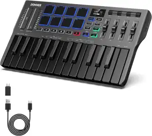 Donner DMK-25 Pro MIDI Keyboard Controller, tragbares USB-C-MIDI-Keyboard mit 25