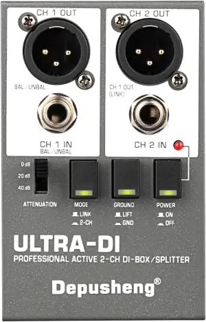 Depusheng Ultra-DI Di2 Professional Active 2-Channel DI-Box/Splitter w/Input Att