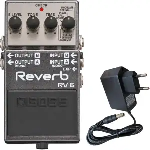 Boss RV-6 Reverb Pedal Studio-Hall + keepdrum 9V Netzteil