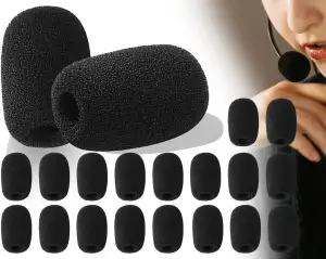 ZoeTekway 18 Stück Schwarz Popschutz Kopfhörer Mikrofon Schaumstoff Spuckschutz Windschutzscheibe für Bühnenperformance Treffen