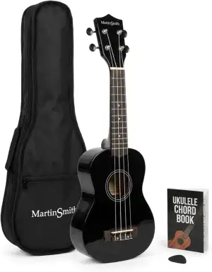 Martin Smith Soprano Ukulele with Ukulele Bag & Chord Book - Black