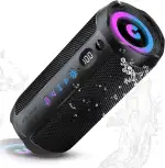 Bluetooth Lautsprecher mit Licht, Bluetooth 5.4 Musikbox,30W Dual Lautsprecher, LED Anzeige & 30 Std Akku,Dualen Bass-Treibern, IPX7 wasserdicht,TWS Paarung, AUX,TF Karte,Geeignet Outdoor/Party/Reisen