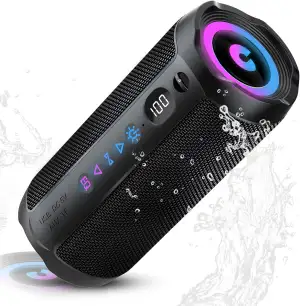 Bluetooth Lautsprecher mit Licht, Bluetooth 5.4 Musikbox,30W Dual Lautsprecher, 