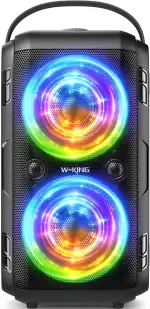 180W PEAK Musikbox Bluetooth Lautsprecher Groß, W-KING 80W Party Boom Box Laut Bluetooth Box Kabelloser, Natürlich Tiefer Bass/4 Treiber 2*4.04'' Woofer, Riesig 105dB Sound, IPX5/LED/24H/USB/TF/AUX/EQ