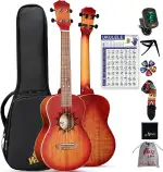 Winzz Tenor Ukulele für Erwachsene Anfänger, 26 Zoll Mahagoni-holz, Einsteiger Set, Einzigartige Geschenk (Carbon Saiten, Matte Sunburst)