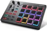 Donner MIDI Pad Controller Keyboard USB Typ-C, Professionelle Drum Pad Maschine Beat Maker mit 16 Pads, MIDI out, 2 zuweisbare Fader und Knöpfe (STARRYPAD MINI, Schwarz)