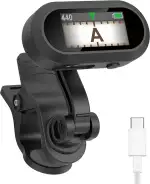 Sondery Clip-On Stimmgerät TFT Bildschirm Wiederaufladbar für Gitarre Ukulele Violine Bass alle Instrumente, Chromatisch 410-460Hz Kalibrierung, Gut lesbar bei starkem Licht