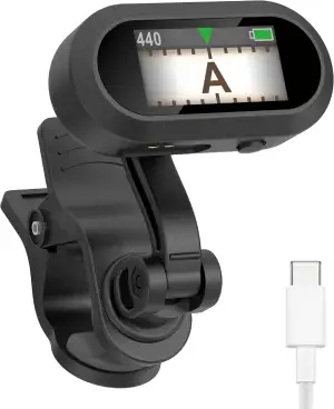 Sondery Clip-On Stimmgerät TFT Bildschirm Wiederaufladbar für Gitarre Ukulele Vi