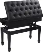 REDCAMP Groß Klavierhocker für 2 Personen, 80 x 35 cm Lange Klavierbank Höhenverstellbar von 50-59cm, Holz Pianobank Keyboardbank Klavierstuhl mit Stauraum verdicktes PU-Lederkissen, Schwarz