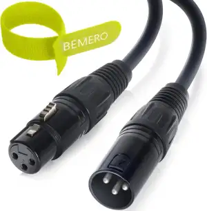 BEMERO XLR Kabel 10m - Mikrofonkabel XLRf auf XLRm - inkl. Klettkabelbinder - Li