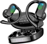 Open Ear Kopfhörer Bluetooth 5.4 HiFi Stereo, 2026 Kopfhörer Kabellos Bluetooth mit ENC Noise Cancelling Mic, 42Std Ohrhörer mit Ohrhaken,IPX7 Wasserdicht Sportkopfhörer für Laufen/Reiten Schwarz