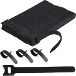 Honyear Klettband Kabelbinder Schwarz 100 Stück, 150 x 12 mm Kabel Klettband Wiederverschließbar Nylon Klett Kabelbinder Klettverschluss für Home Office Gartena und Zubehör