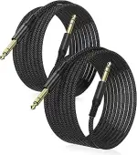 Elebase 6,35mm TRS Gitarrenkabel 3M 2Stück,1/4" Stecker Stereo Instrumentenkabel,Nylon Geflochten...