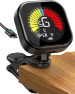 New bee Stimmgerät Gitarre LCD Farbdisplay Guitar Tuner Präzise Gitarrenstimmgerät Clip zum Anklipsen Stimmgerät für Gitarre, Bass, Violine, Ukulele, Chromatisch (Schwarz)