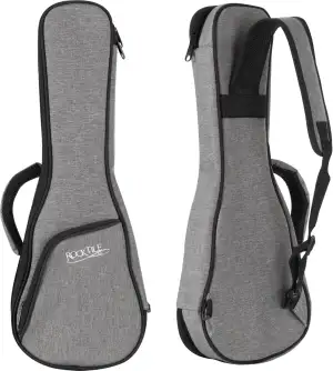 ROCKTILE Tasche für Sopran-Ukulele Grau - Gigbag für Sopran-Ukulele - Maximale Innenmaße (LxBxH): 55 x 19 x 7 cm - 1 cm Dicke Polsterung - Gepolsterte Außentasche für Zubehör - Grau