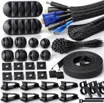 MiuCo Kabelmanagement Set mit 2m Kabelschlauch, Kabelkanal für Schreibtisch und Kabel Organizer, ...