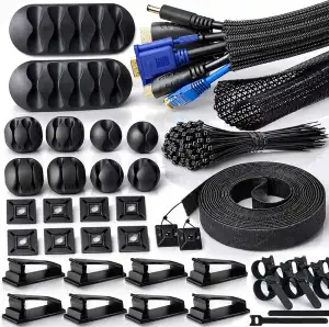 MiuCo Kabelmanagement Set mit 2m Kabelschlauch, Kabelkanal für Schreibtisch und 